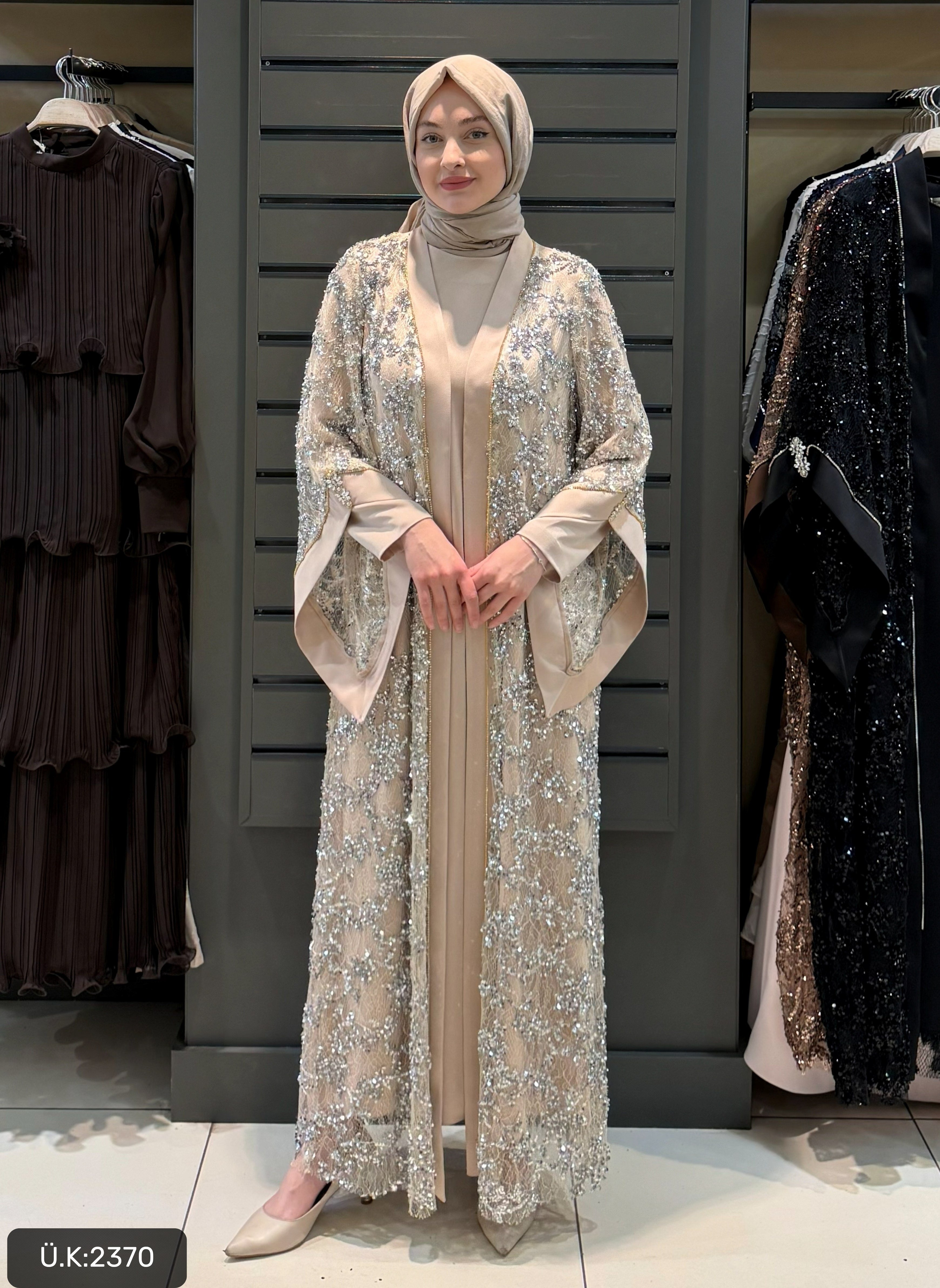 PAYET DETAY ABAYA BEJ