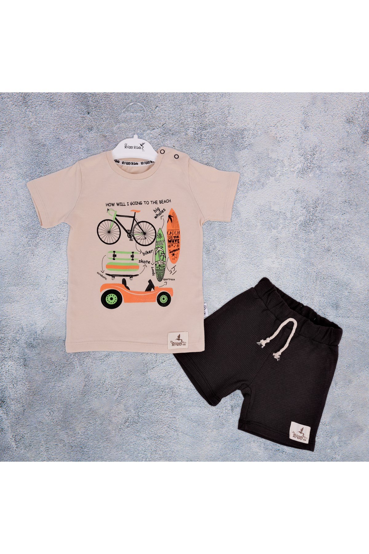 Compact süprem t-shirt bisiklet desen keten şort bebek