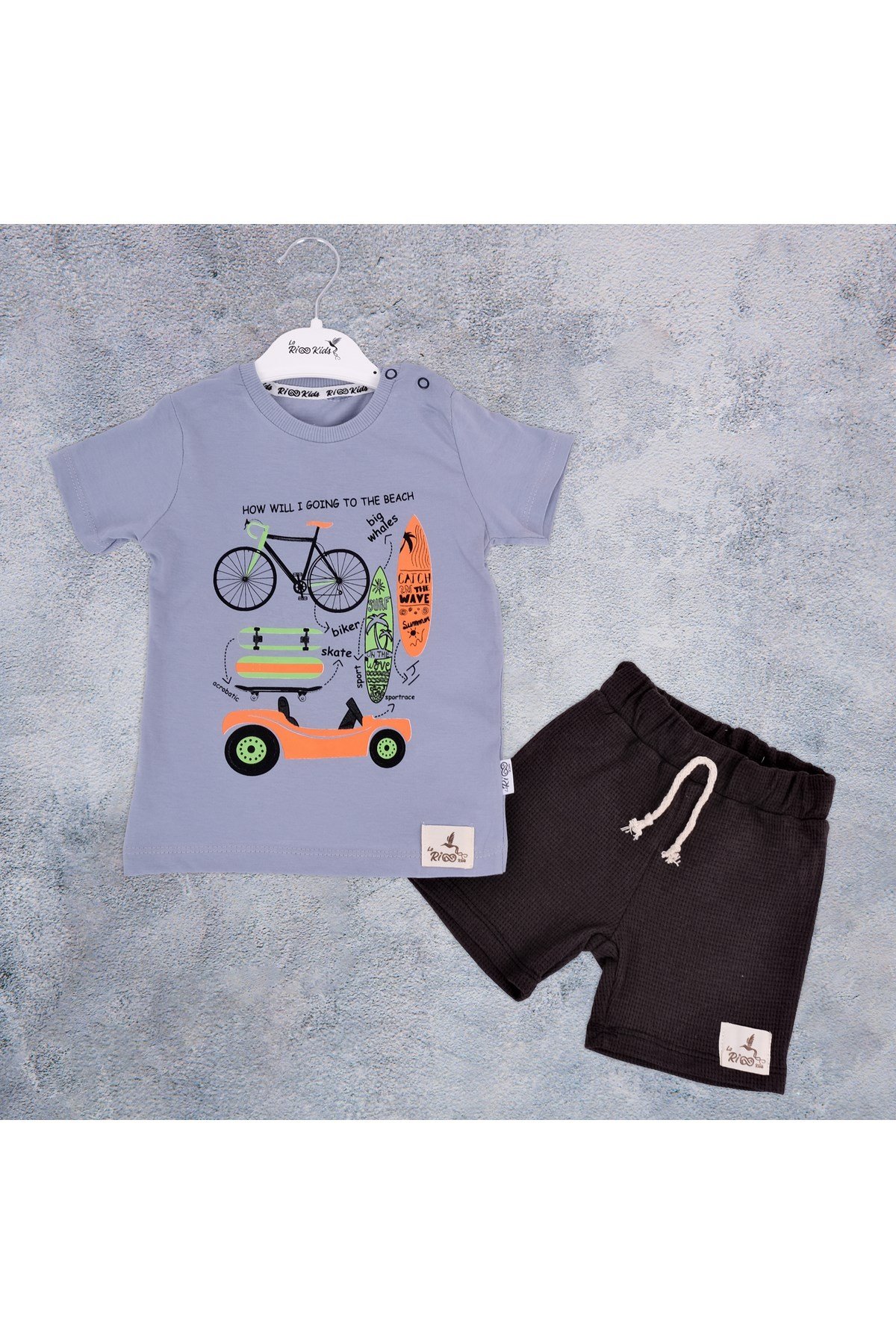 Compact süprem t-shirt bisiklet desen keten şort bebek