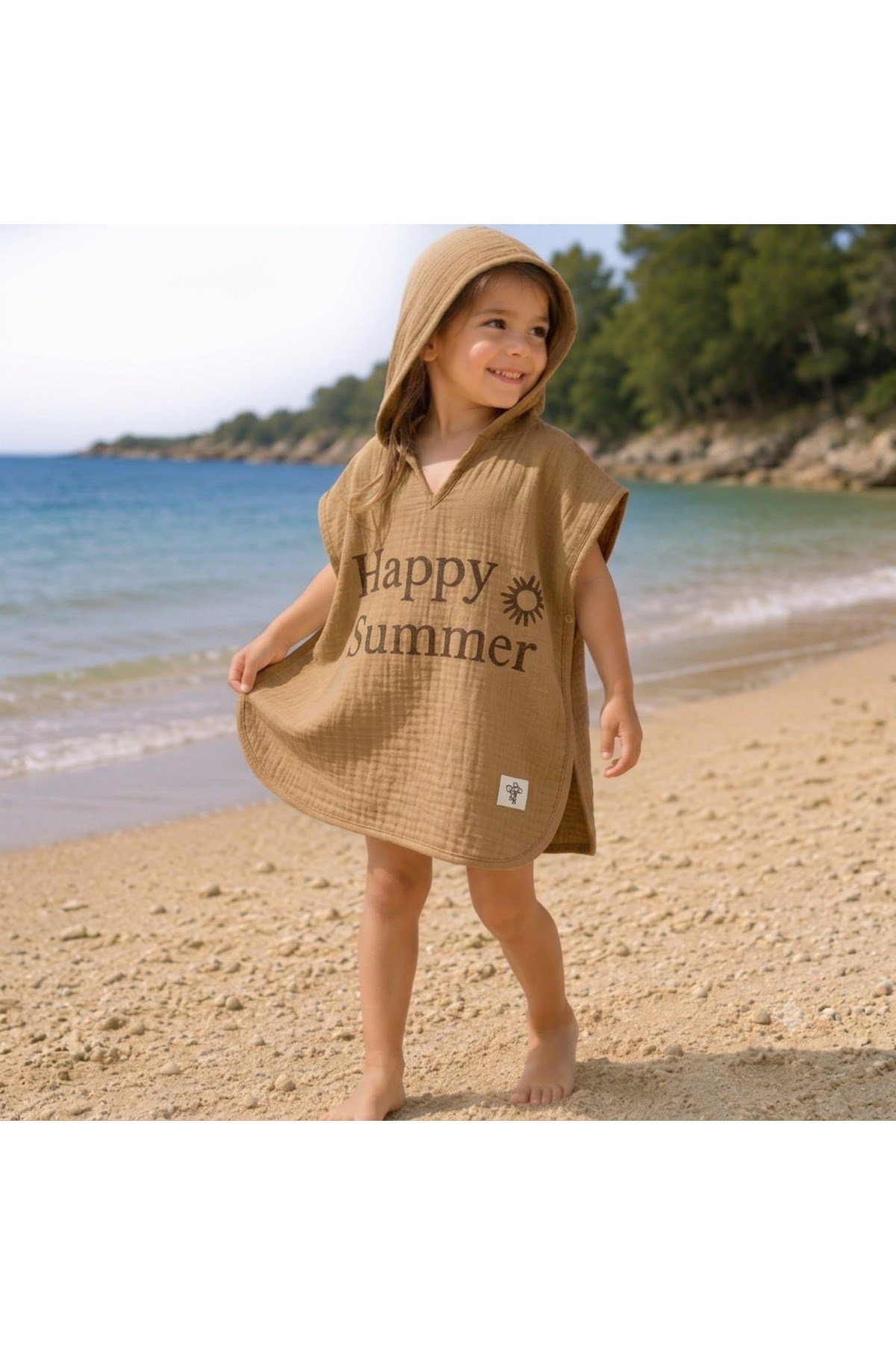 HAPPY BASKILI UNİSEX MÜSLÜN KUMAŞ 1-9 YAŞ PAREO