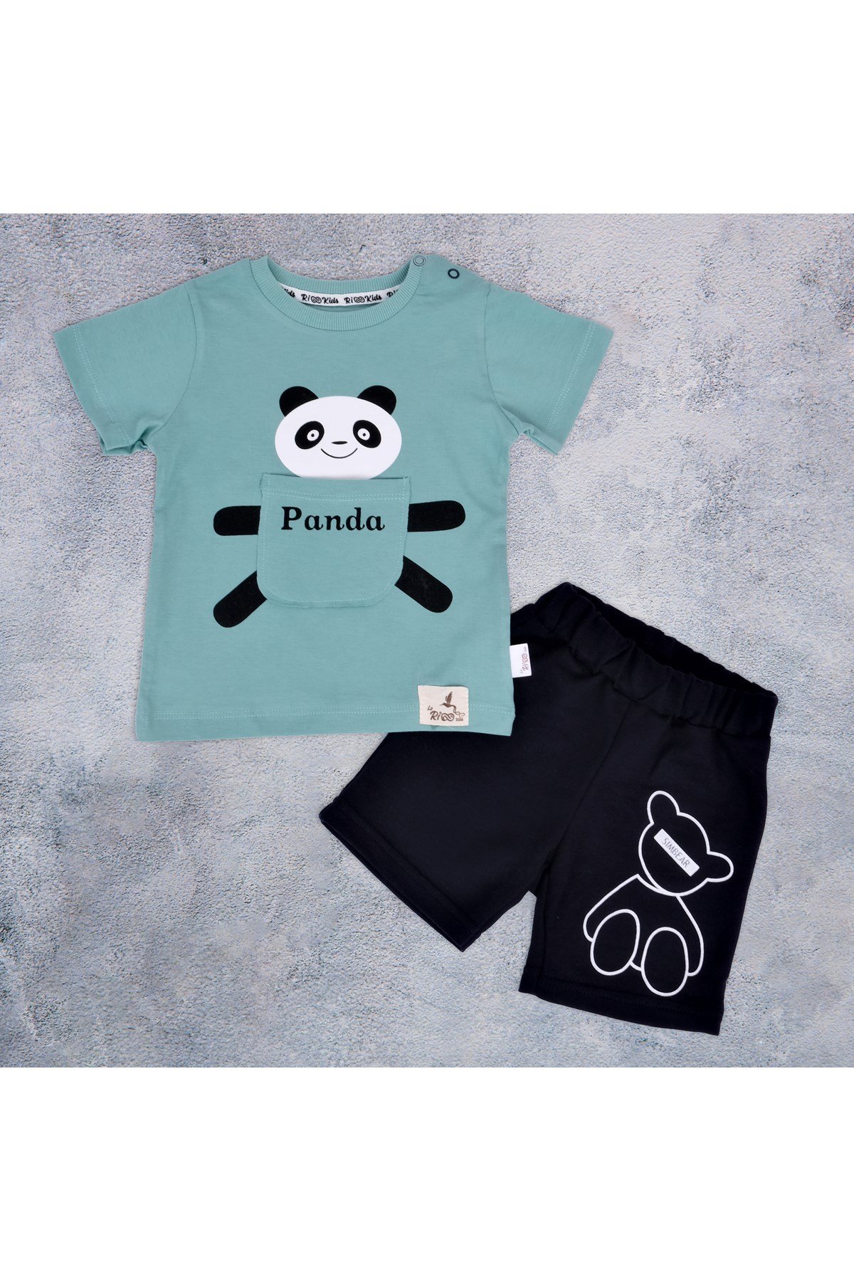 PANDA BASKILI ALT ÜST PENYE ERKEK BEBE TAKIM