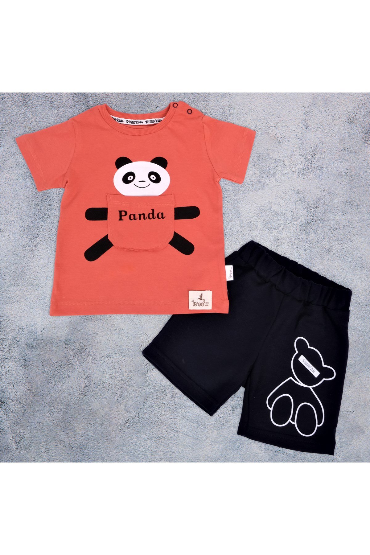PANDA BASKILI ALT ÜST PENYE ERKEK BEBE TAKIM
