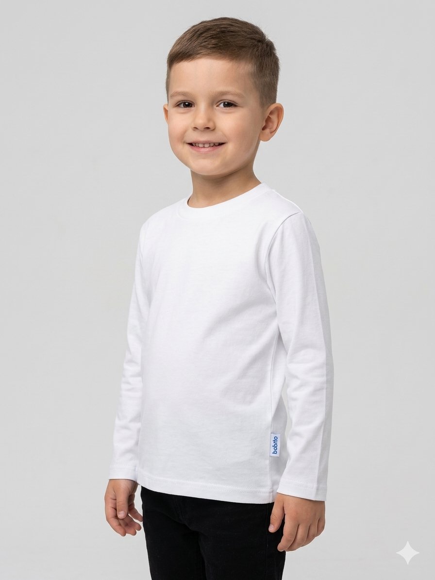 Unisex Kız-Erkek Çocuk Düz Badi uzun  Kol Bisiklet Yaka 