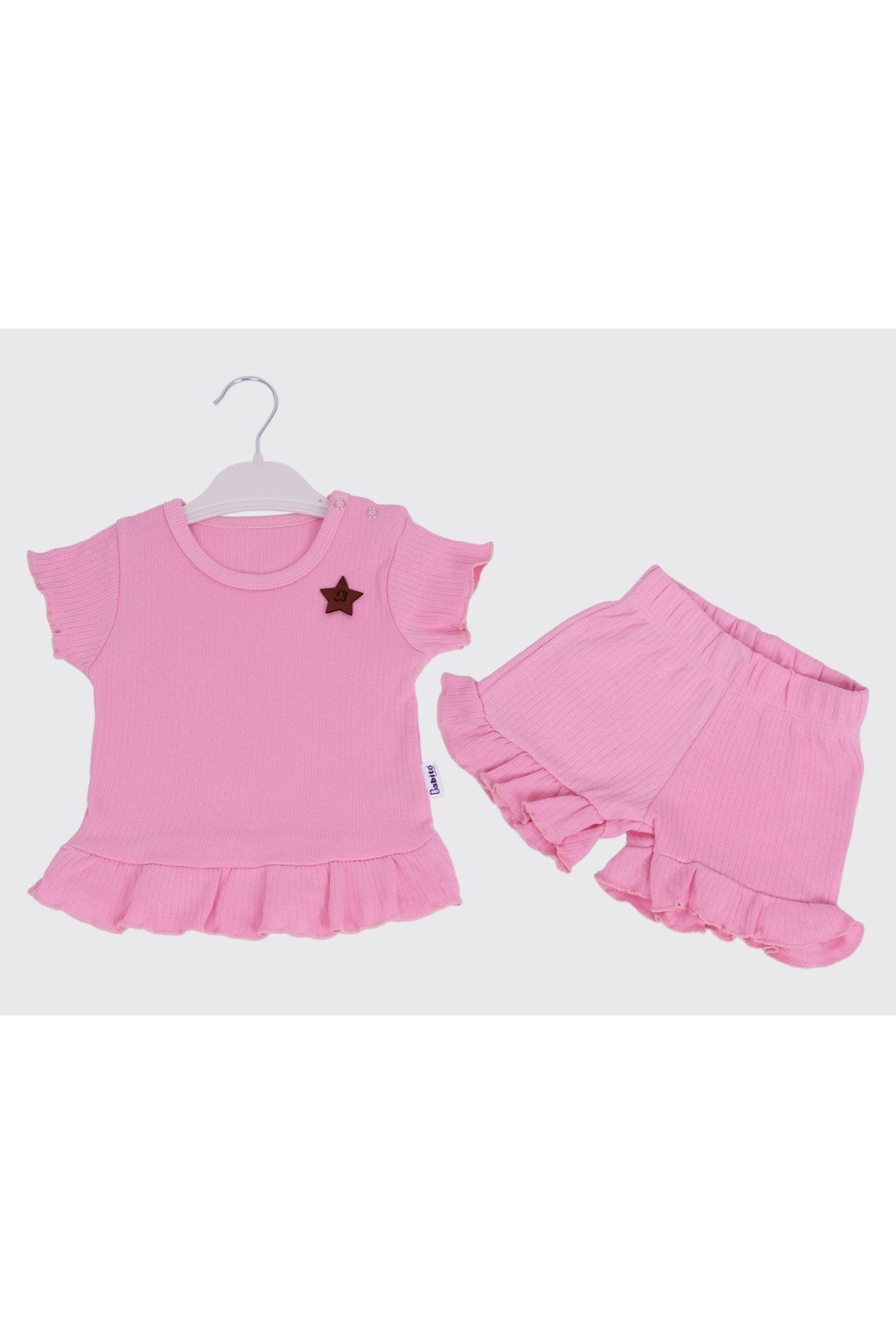 YILDIZLI İKİLİ KIZ BEBE  PENYE ALT ÜST TAKIM