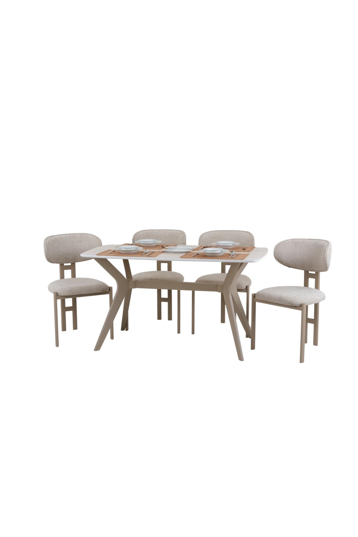 80x120 Mutfak Masası Takımı 1 Masa + 4 Sandalye Salon Masası Viktoria Model-Ceviz/Siyah