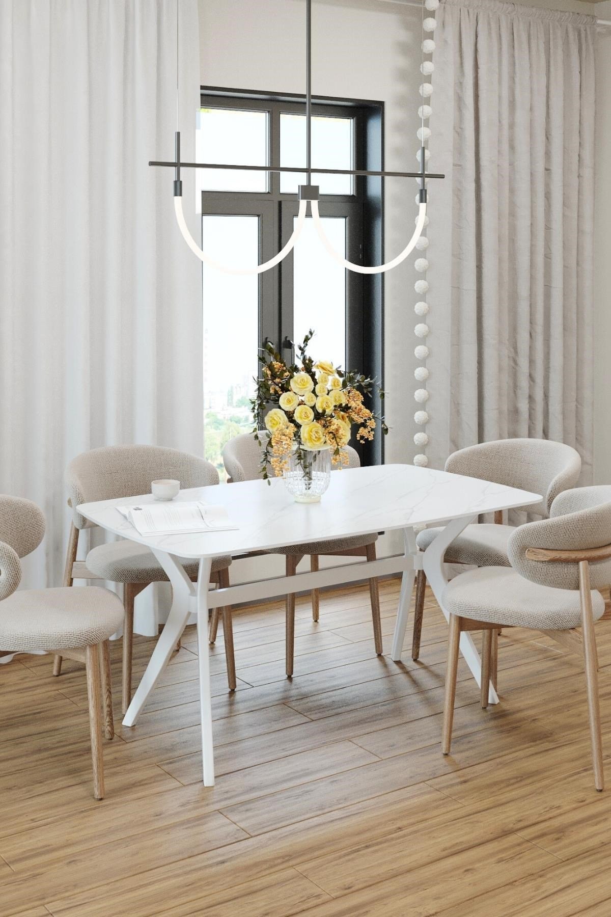 80X138 Marmo-Beyaz(Sadece Masa) Salon ve Mutfak Masası Viktoria Model