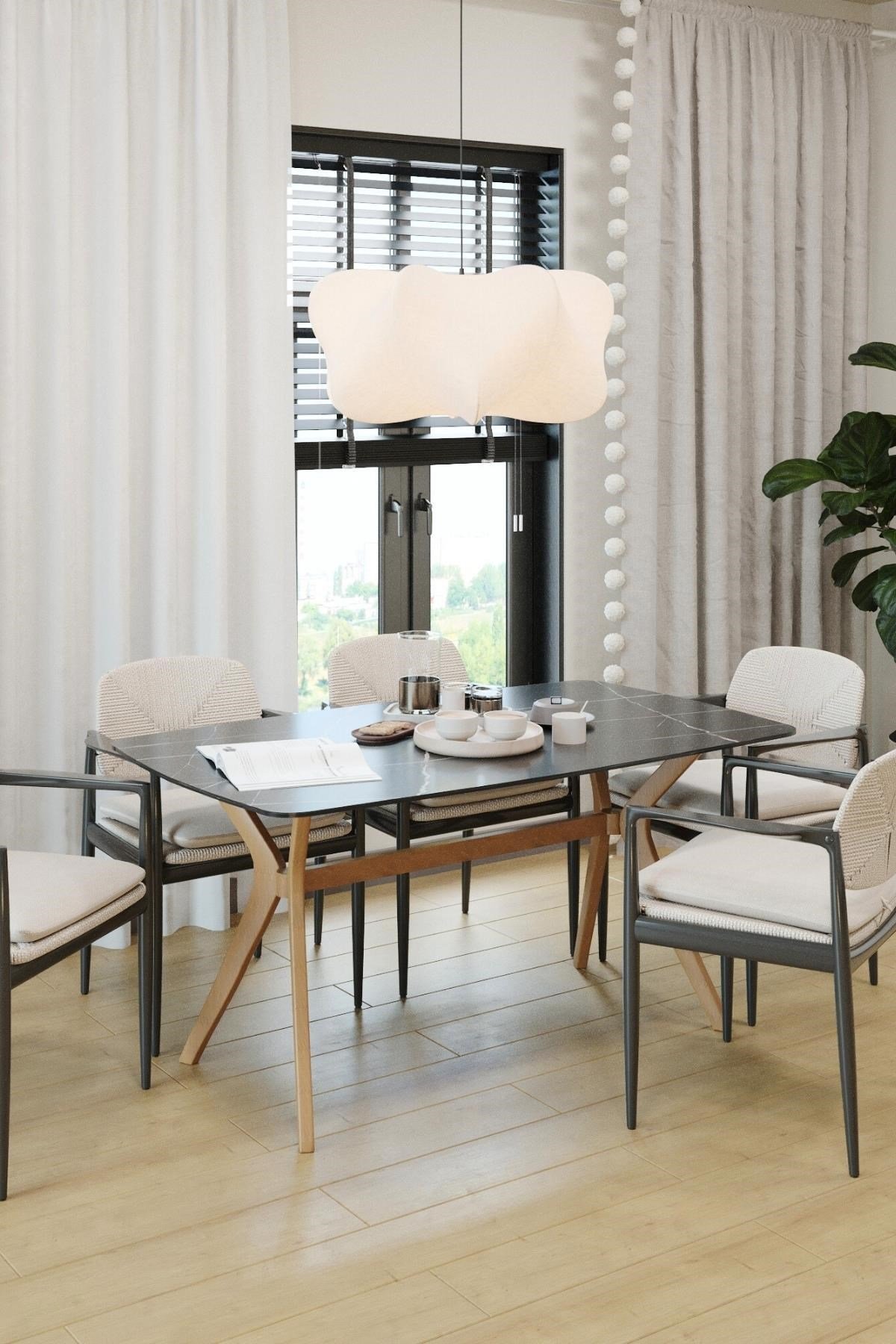 80X138 Siyah-Ceviz(Sadece Masa) Salon ve Mutfak Masası Viktoria Model