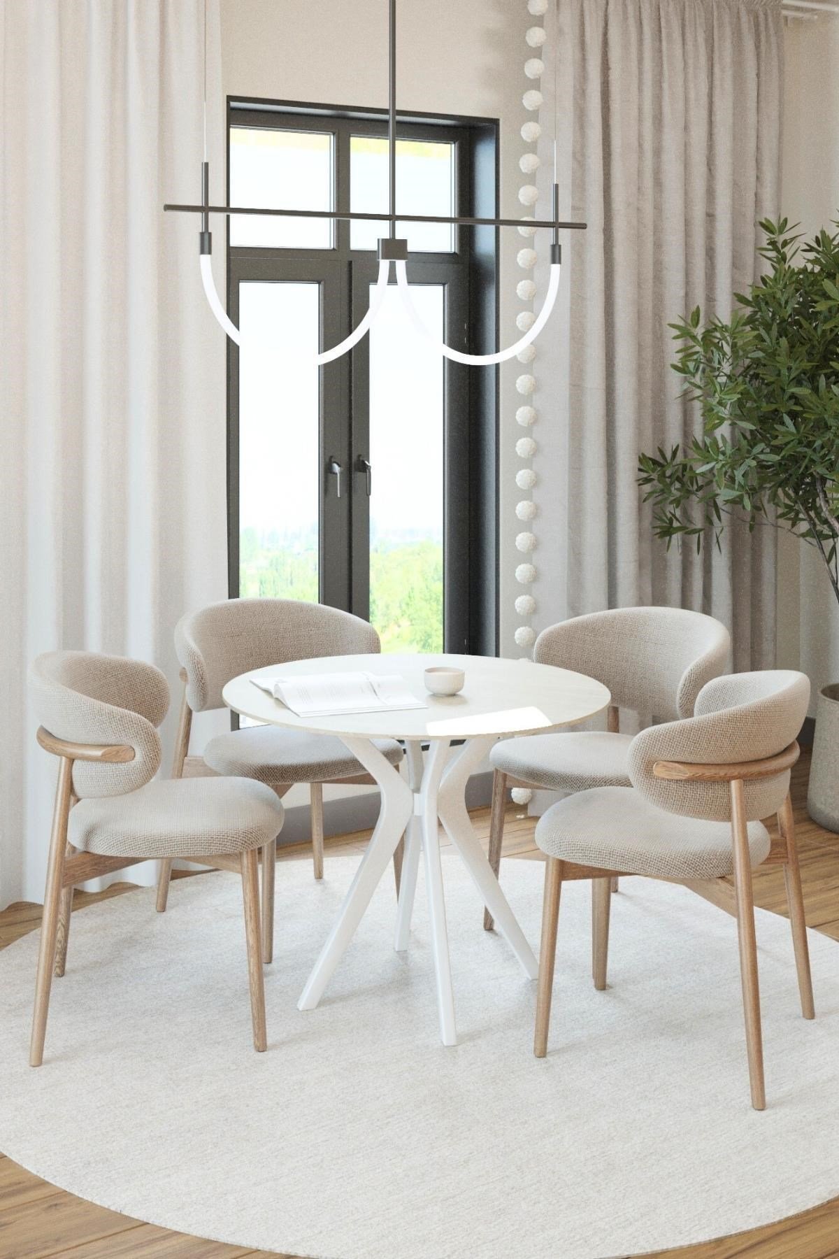 90x90cm Yuvarlak Masa(Sadece Masa) Traverten Mutfak Masası-Balkon Masası Pera Model