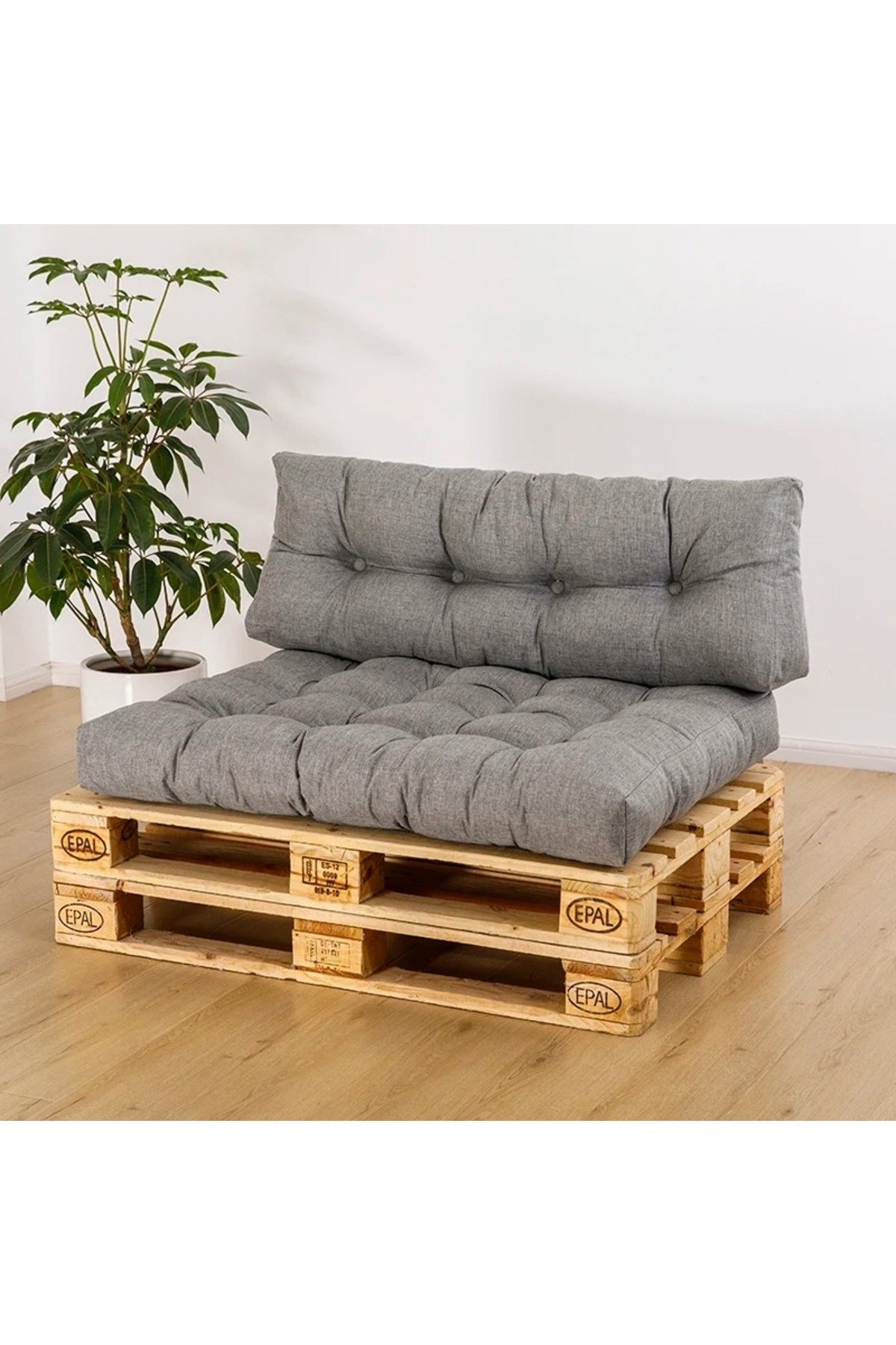 Su Geçirmez Kumaş Bahçe&balkon Palet Üstü Sırt Dayamalı Özel Dolgulu Kaliteli Yer Minderi 120x80cm