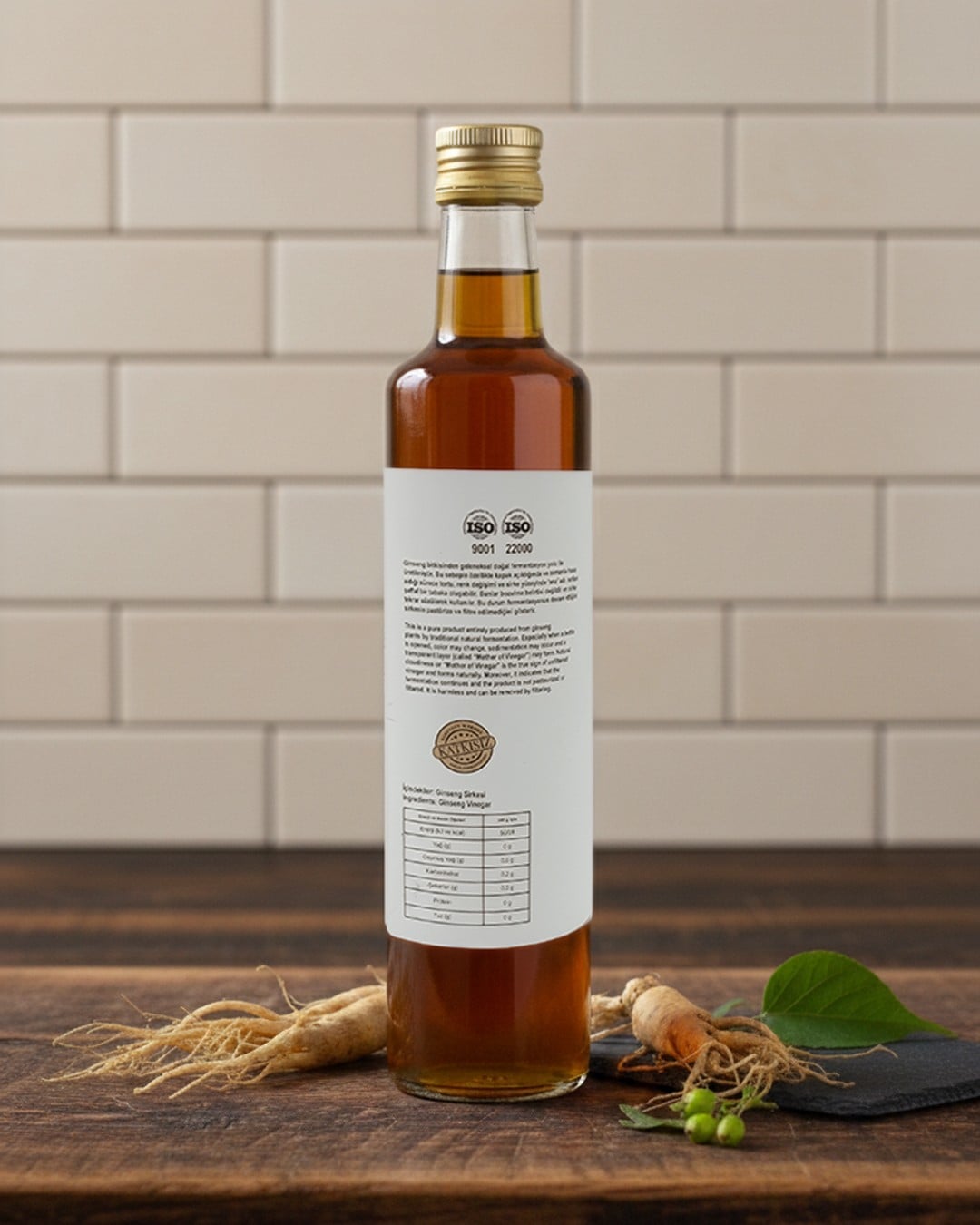 Organik Ana Ginseng Sirkesi Doğal Fermantasyon 500 ml