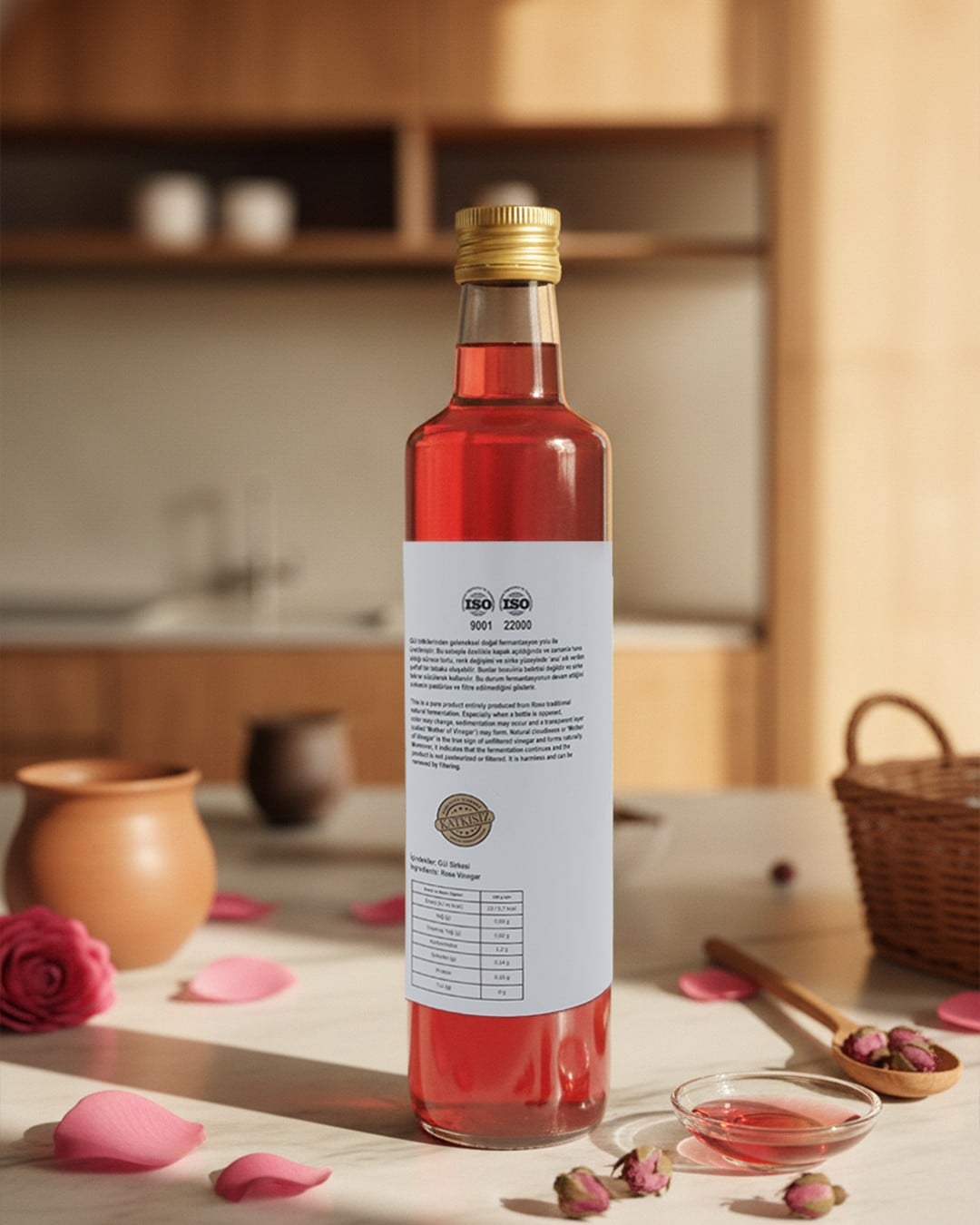 Organik Ana Gül Sirkesi Doğal Fermantasyon 500 ml