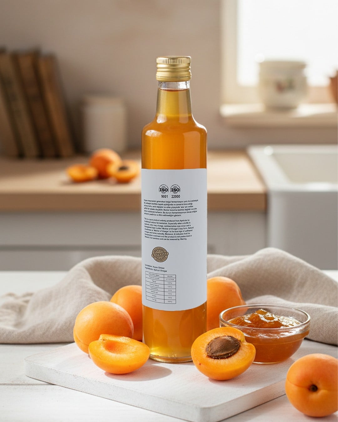 Organik Ana Kayısı Sirkesi Doğal Fermantasyon 500 ml