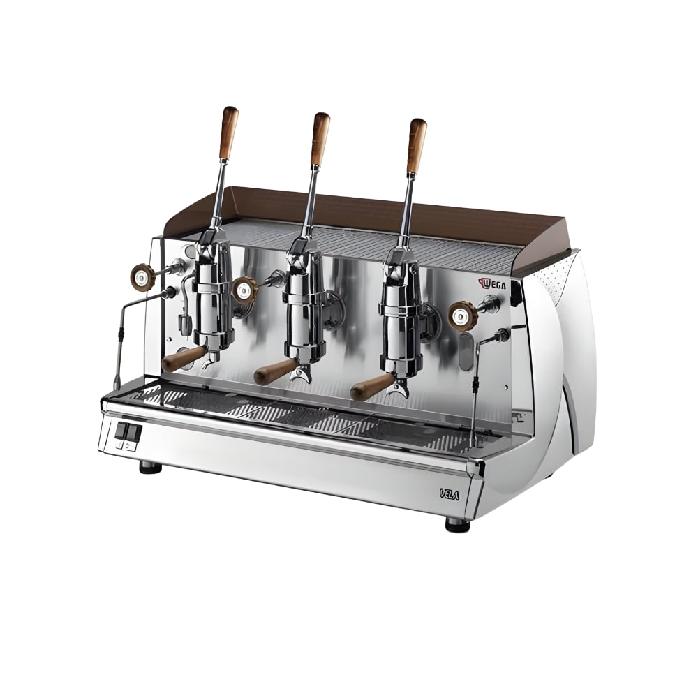 Wega VELA ALE3 – 3 Gruplu Pistonlu Espresso Kahve Makinesi (Retro Topuz, Cup Warmer, 800 mm Yükseklik)