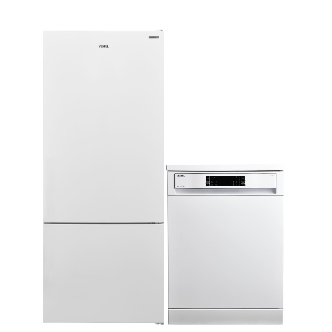 Vestel 4 Prog. Bulaşık Makinesi + 600 Lt Buzdolabı İkili Beyaz Eşya Seti
