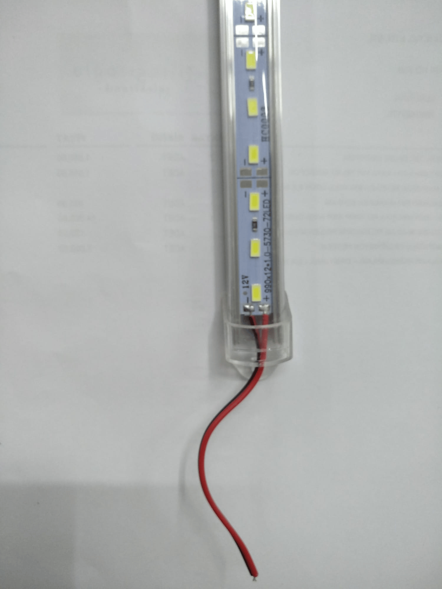 12 Volt Beyaz 5730 Smd Şeffaf Kalıplı 72 Led 1 Metre Bar Led