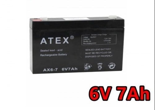 Atex 6 Volt 7 Amper Kuru Akü