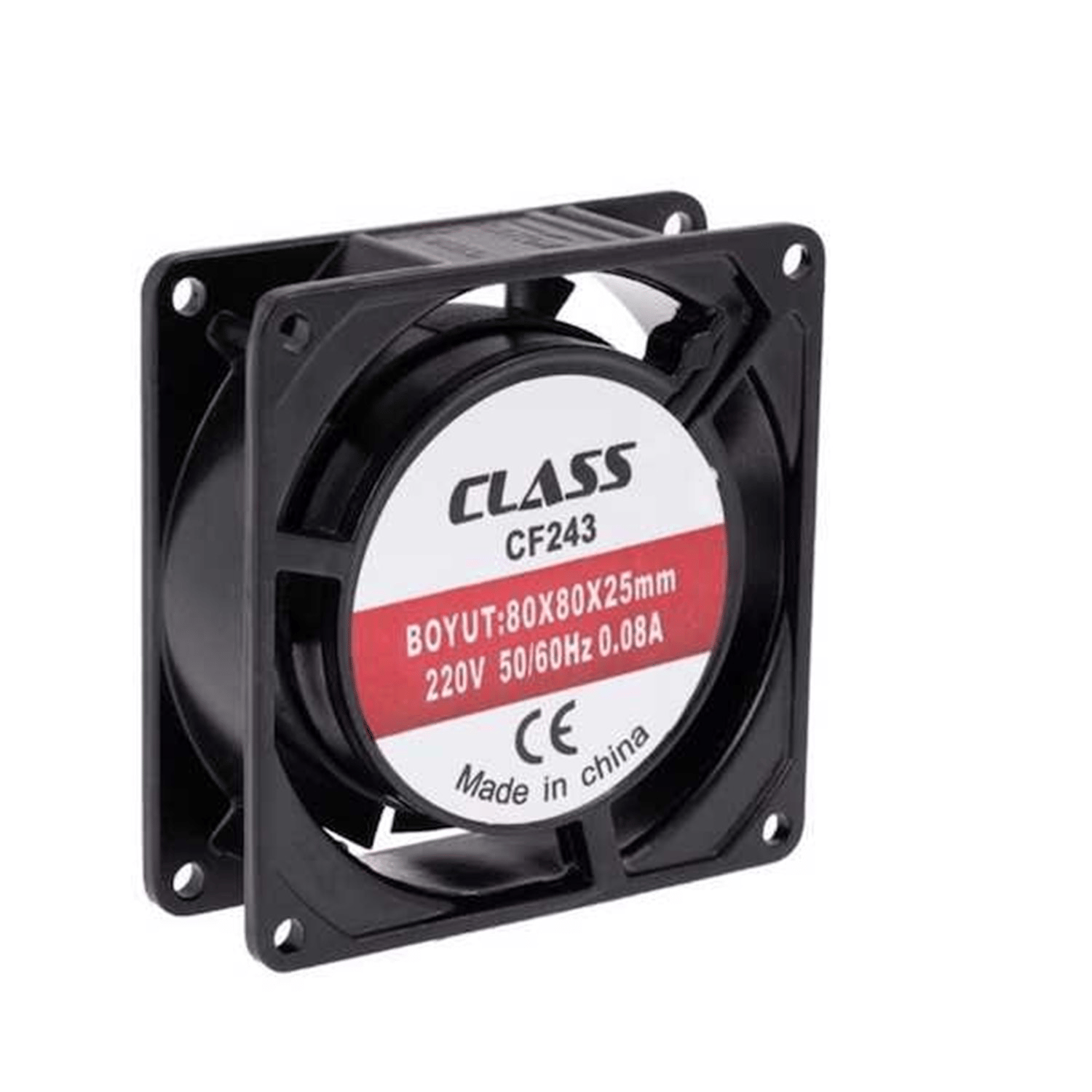 Class CF-243 80x80x25 AC 220 Volt 2 Pin 50/60 Hz 0.08A Fan