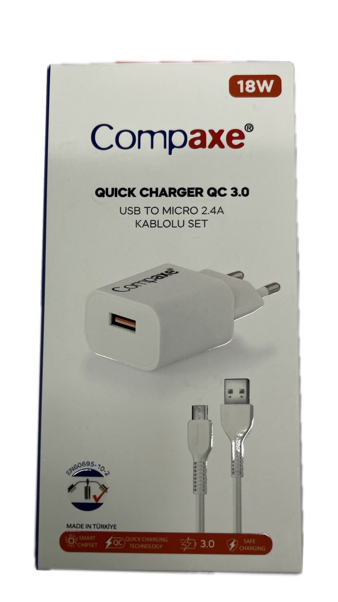 Compaxe CTA-150QCUM24B 5 Volt 3 Amper Micro to USB Kablolu Set 18 Watt Gerçek Değer