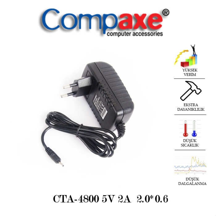 Compaxe CTA-4800 5 Volt 2 Amper 2.0mm x 0.6mm Tablet Adaptörü