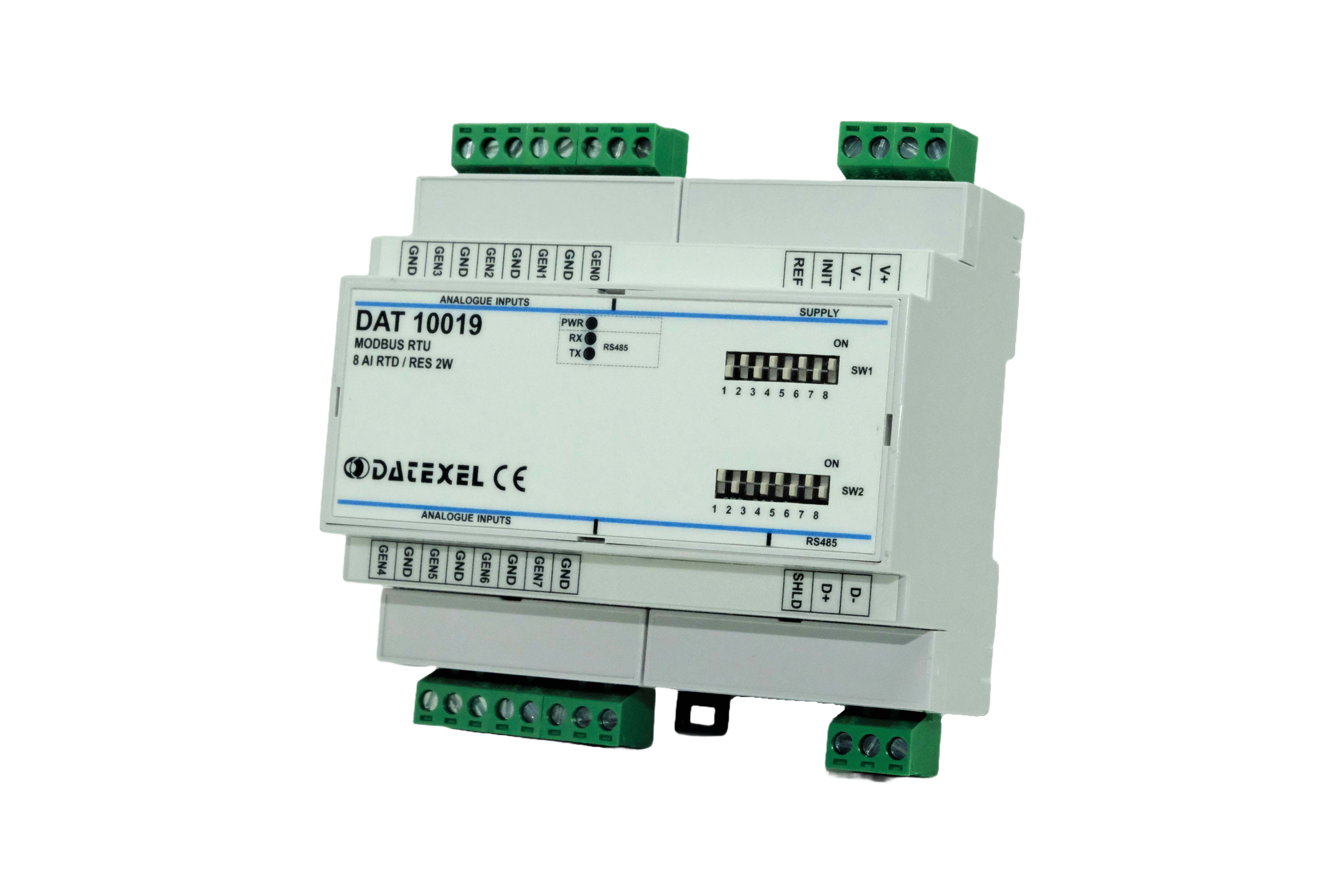 Dataxel DAT 10019 8 Kanal PT100 Modbus RTU RS485 RTD Giriş Modülü 10-30V DC