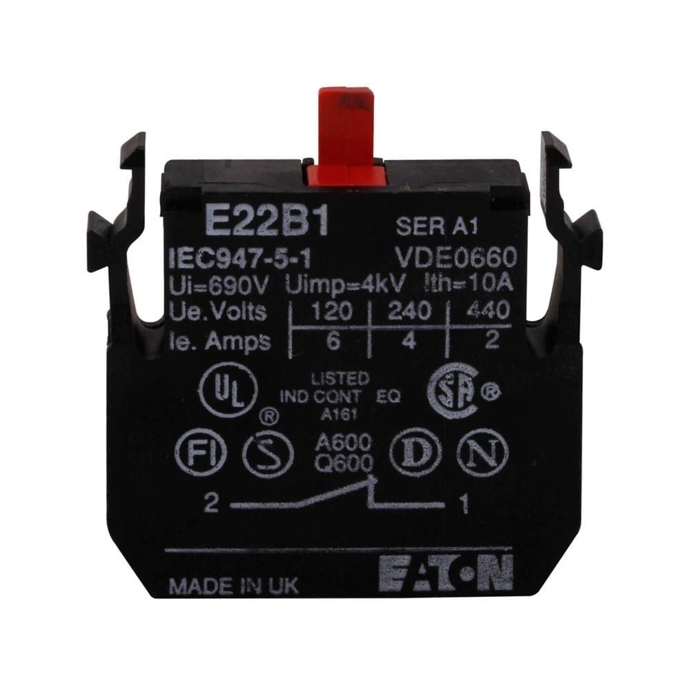 Eaton E22B1 22,5 mm 1 NC E22 Serisi Ağır Hizmet Tipi Kontak Bloğu