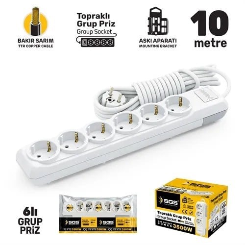 GRUP PRİZ TOPRAKLI ALTILI 10 METRE