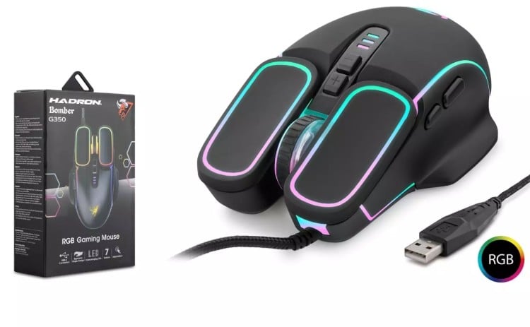 Hadron Bomber G350 Kablolu Oyuncu Mouse Rgb 6400Dpi 150Cm Siyah