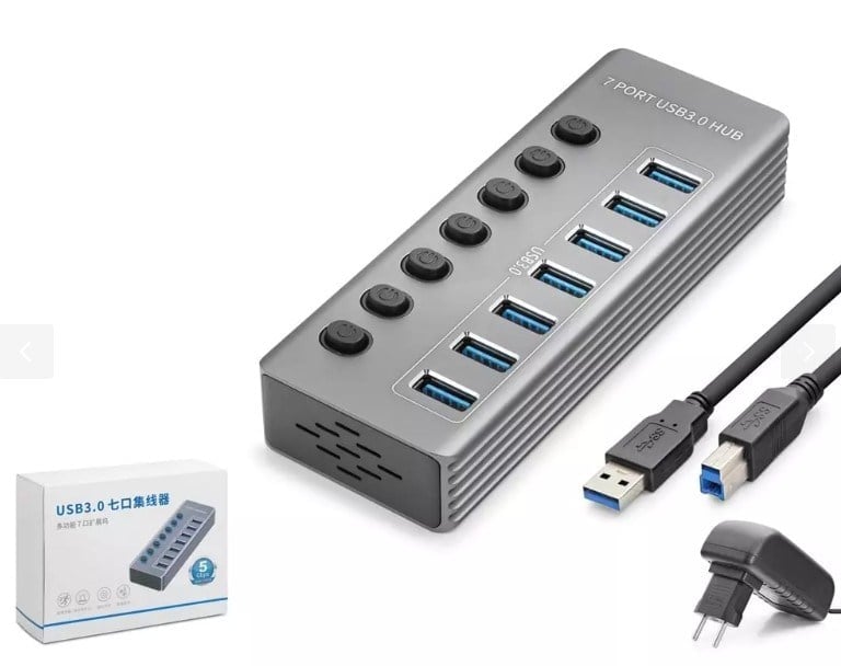 Hadron HDX7047 USB 3.0 Hub Anahtarlı 7 Port 5 Gbps - Gri