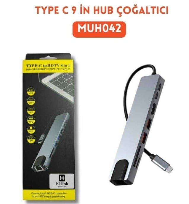 Hi-Link MUH042 9 in 1 9 Port USB Hub Combo Çoğaltıcı