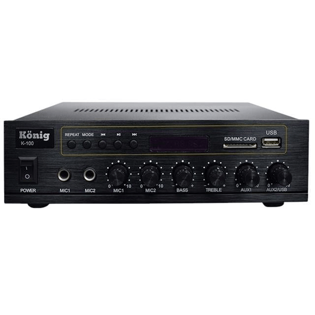 König K-100 USB-SD-Bluetooth Destekli 2 Mik. Giriş 8 Ohm 100/70v 80 Watt Trafolu Anfi
