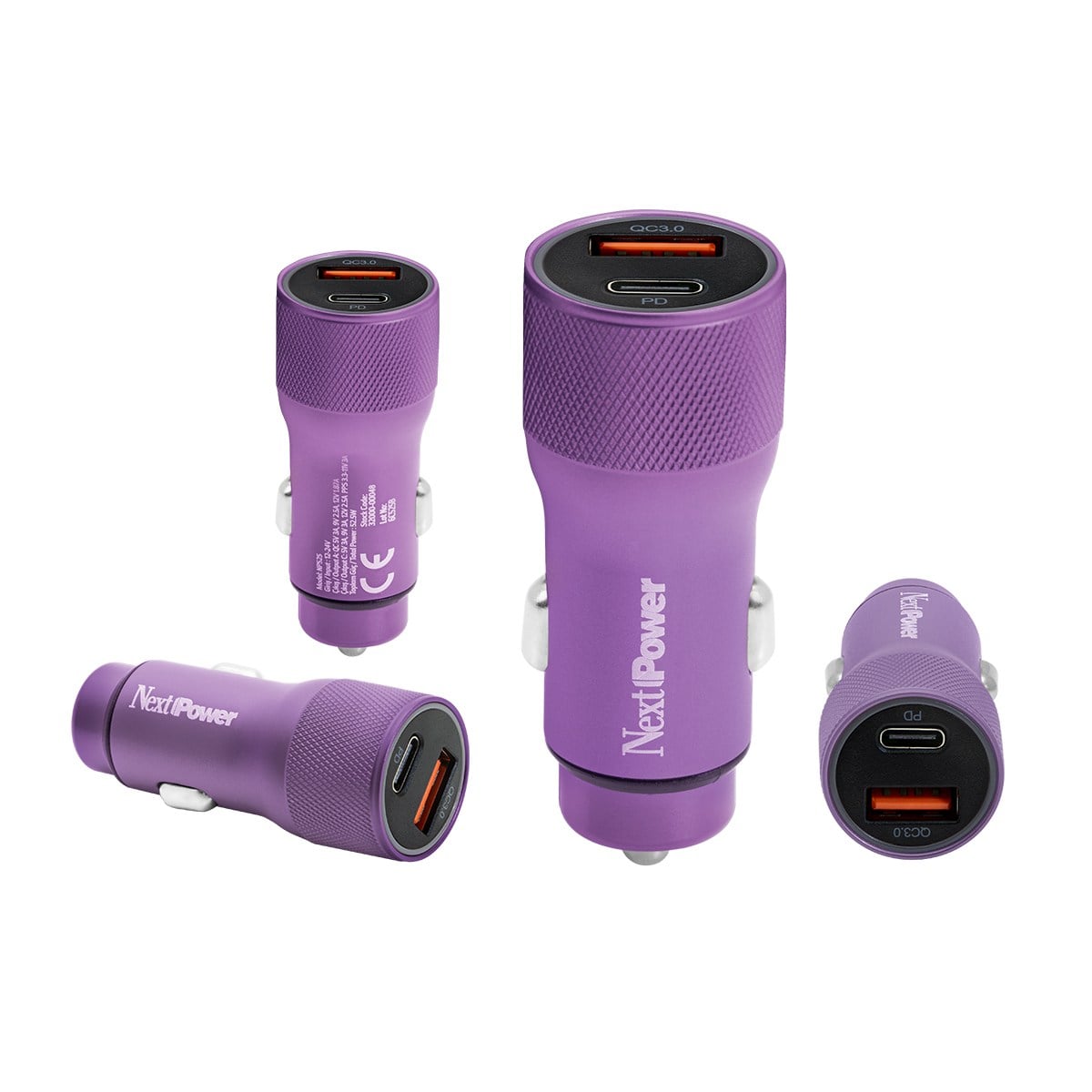 Next Power NP525 USB/PD Araç içi Hızlı Şarj Adaptörü - Mor