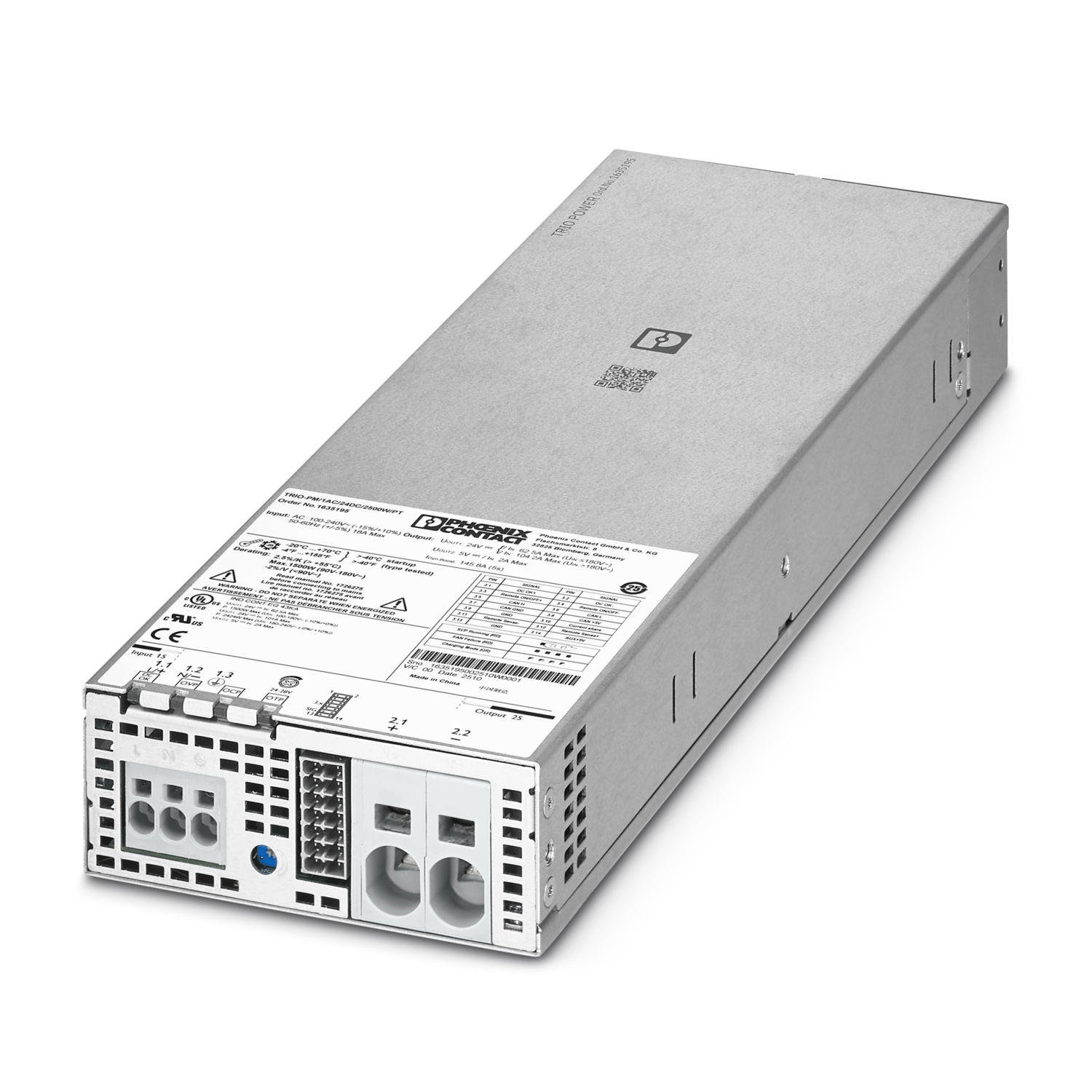 Phoenix Contact 1635195 TRIO-PM/1AC/24DC/2500W/PT | Güç Kaynağı | TRIO POWER | 1 Faz | 24 V DC / 104 A