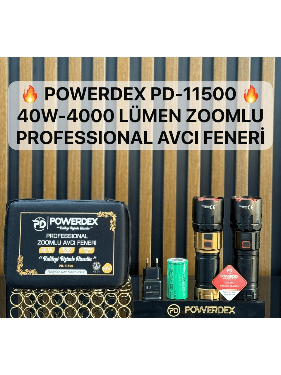 Powerdex PD-11500 40W 4000 Lümen Zoomlu Şarjlı Avcı El Feneri