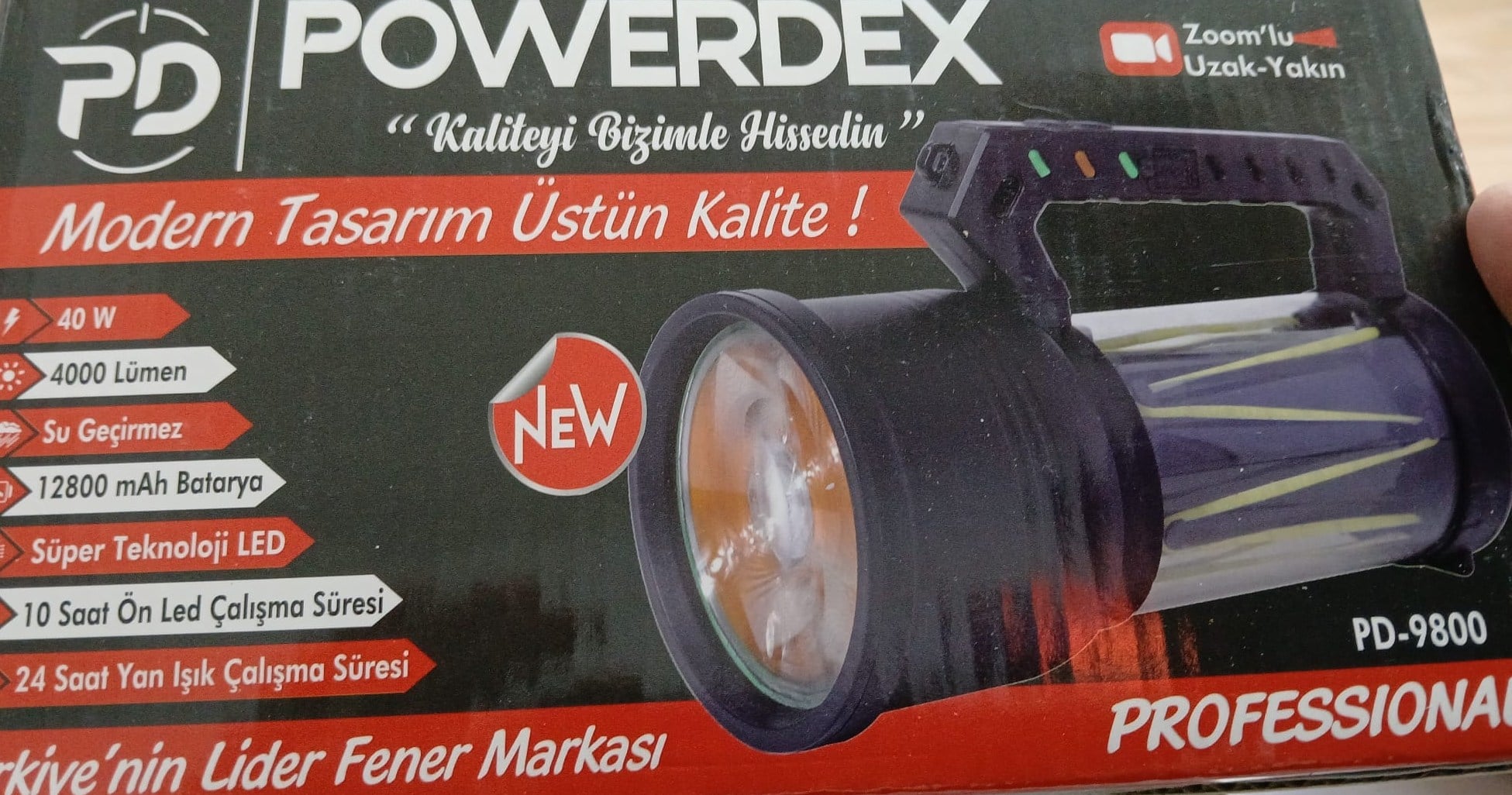 Powerdex PD-9800 4000 Lümen Şarjlı El Feneri 40W