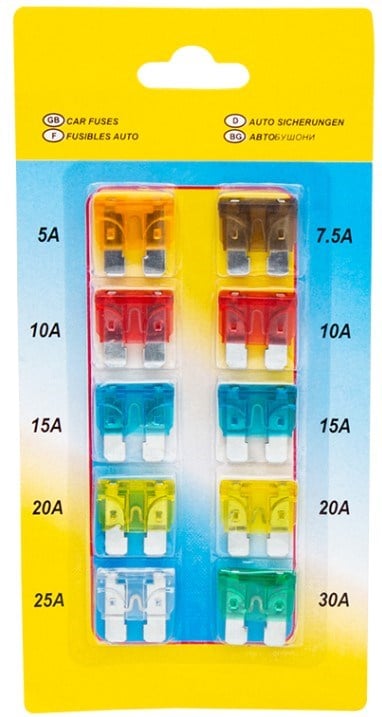 Powermaster 11609 5A+7.5A+10A+15A+20A+25A  Bıçaklı Oto Sigorta - 10 Lu Paket Halinde