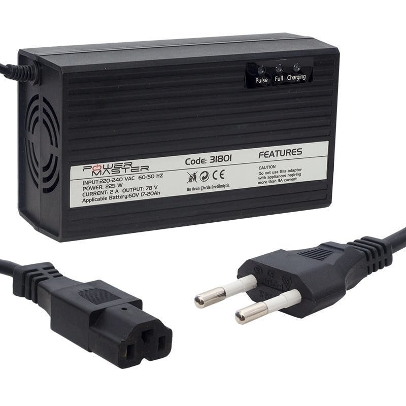 Powermaster 31801 60 Volt 20 Amper Bisiklet/Scooter Akü Şarj Adaptörü
