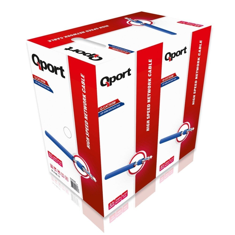 Qport Q-CAT6M 305M UTP 23Awg Network Ağ Kablosu Mavi
