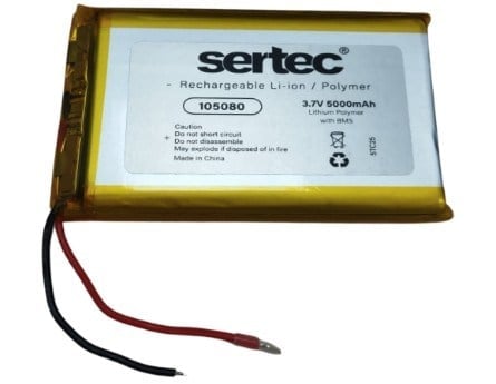 Sertec 105080 3.7V 5000 mAh Li-Polymer Pil (Devreli/1.5A)