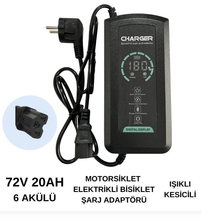 Swat ATZ430 72V 20A 6 Akülü Bisiklet/Scooter Bisiklet Şarj Adaptörü