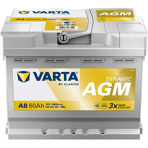 VARTA Dynamic AGM 12V 60Ah 680 CCA – Start-Stop ve xEV Uyumlu Akü