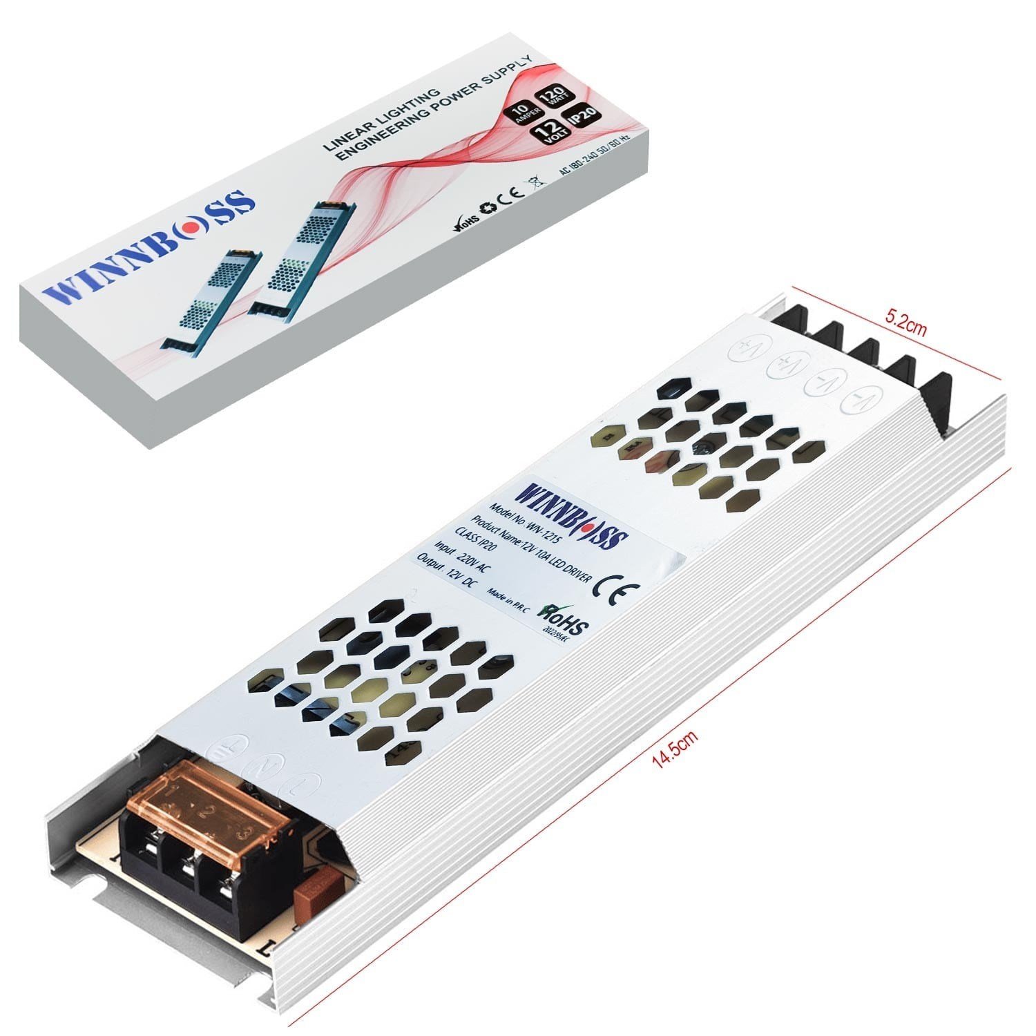WİNNBOSS WN-1215 Metal Kasa Adaptör Slim 12V 10A