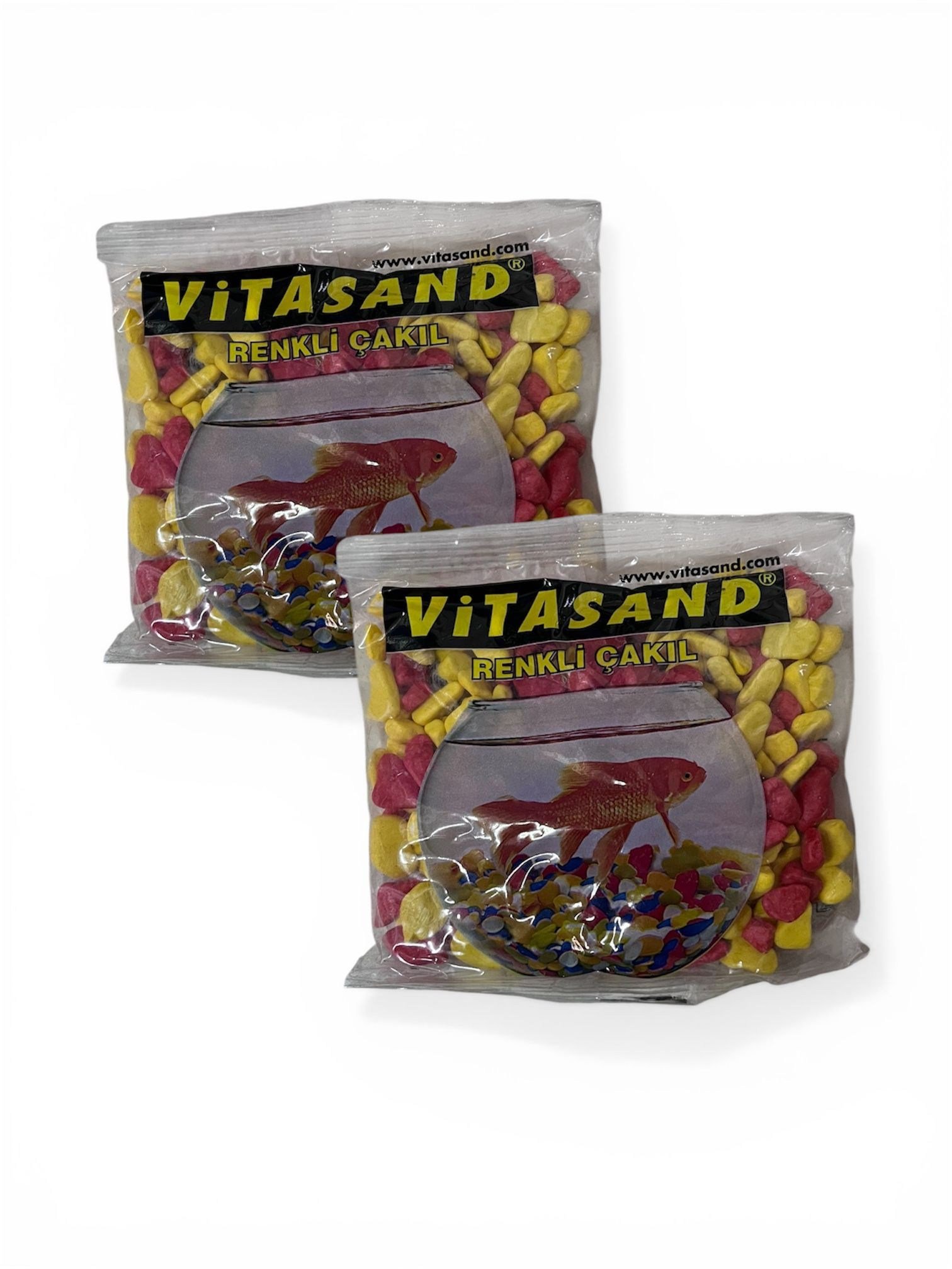 Akvaryum Çakıl Taşı Sarı Kırmızı 350gramx2 Paket