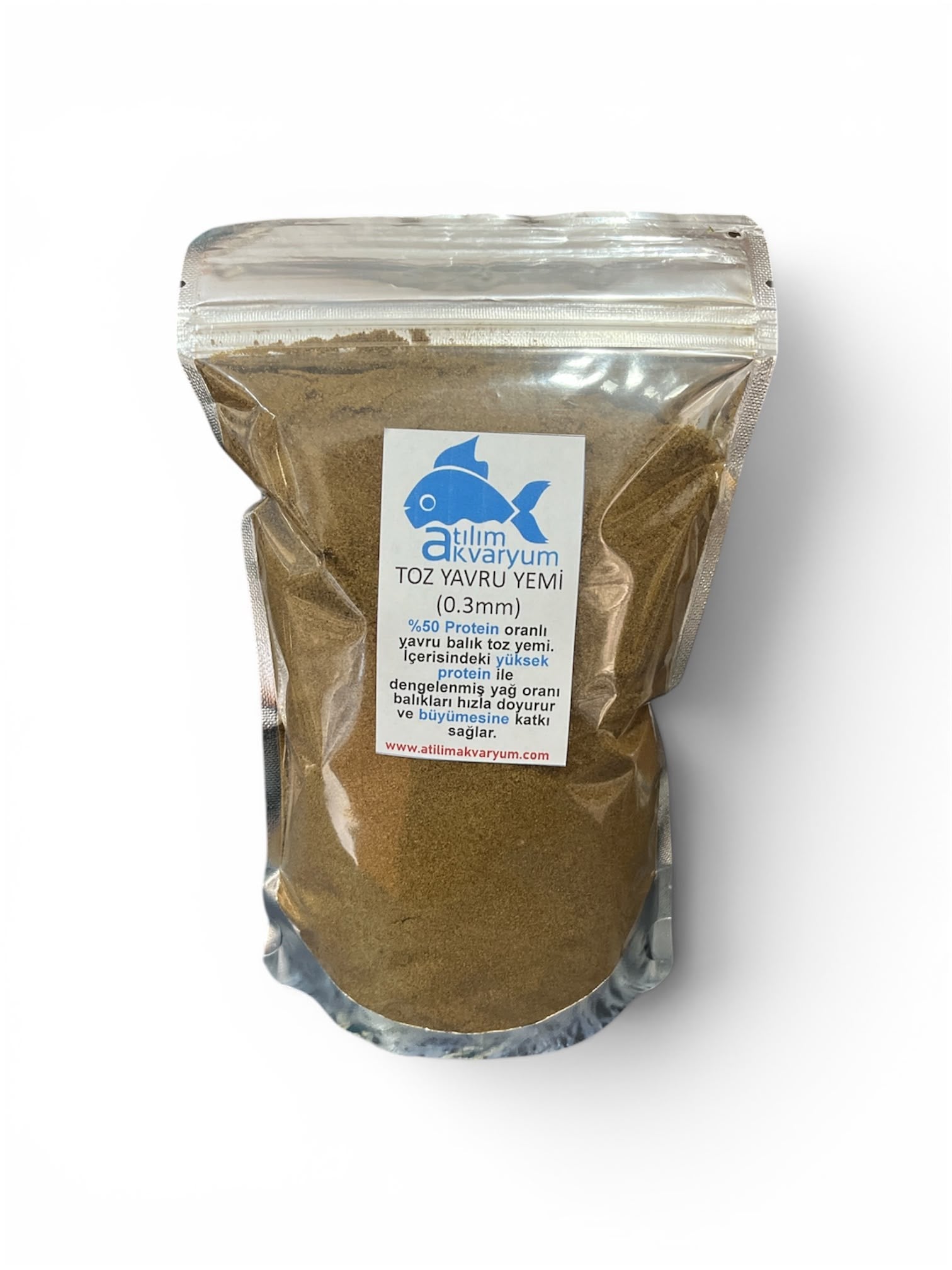 Yüksek Proteinli Yavru Balık Yemi Toz Yem 0.3mm 500 Gram