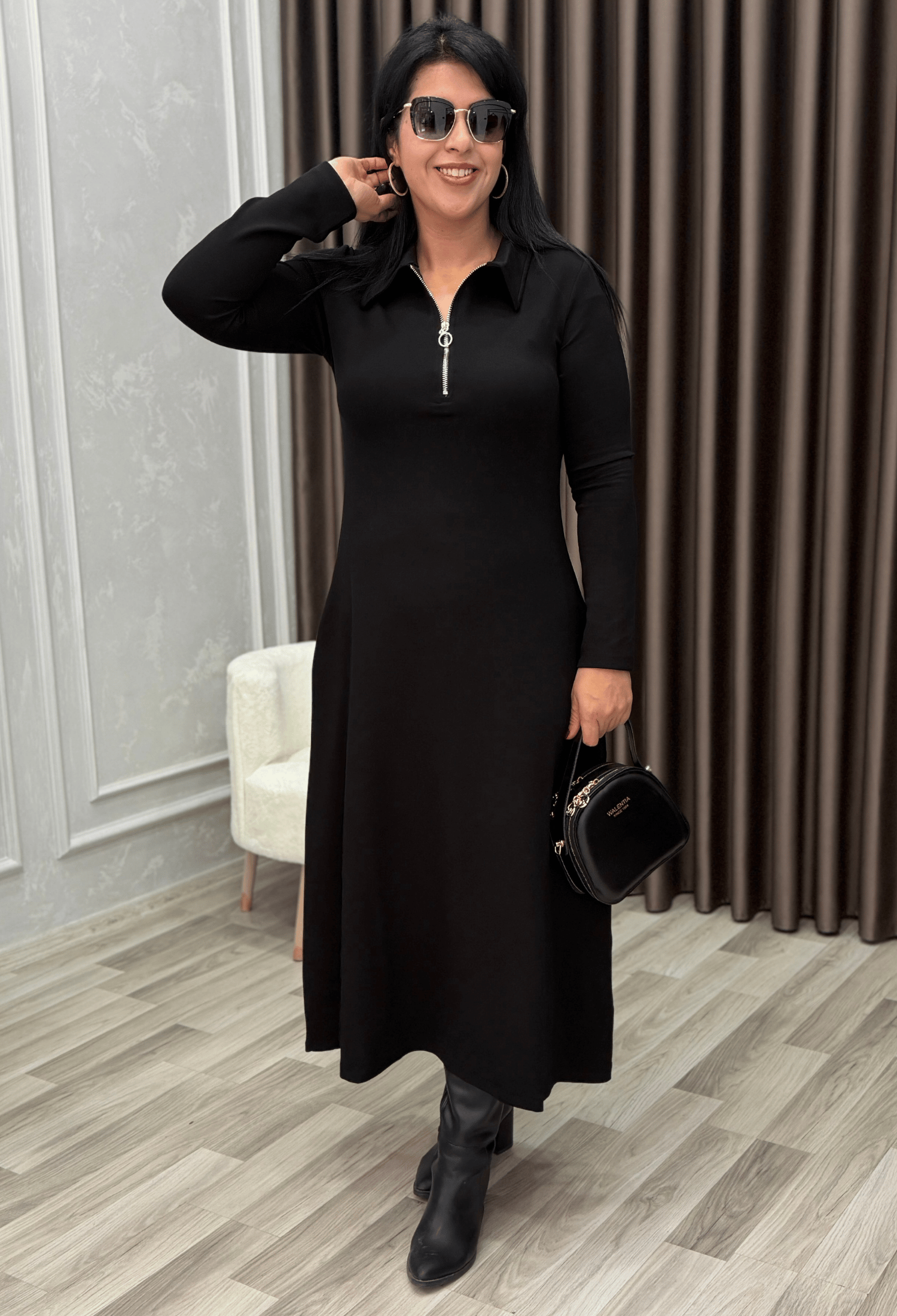 Elegance Form Elbise Siyah