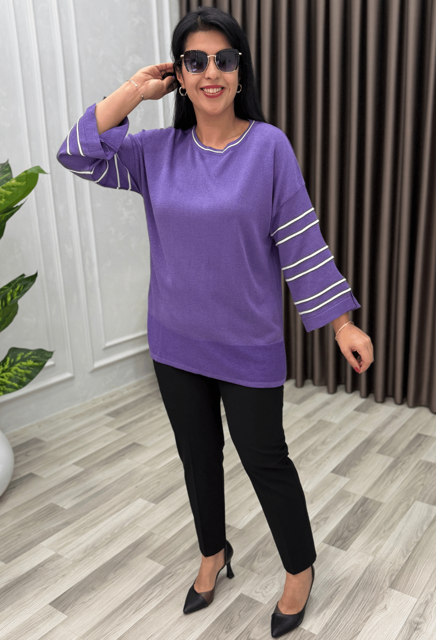 FLORA YIRTMAÇ KOL ELİT TRİKO BLUZ LİLA