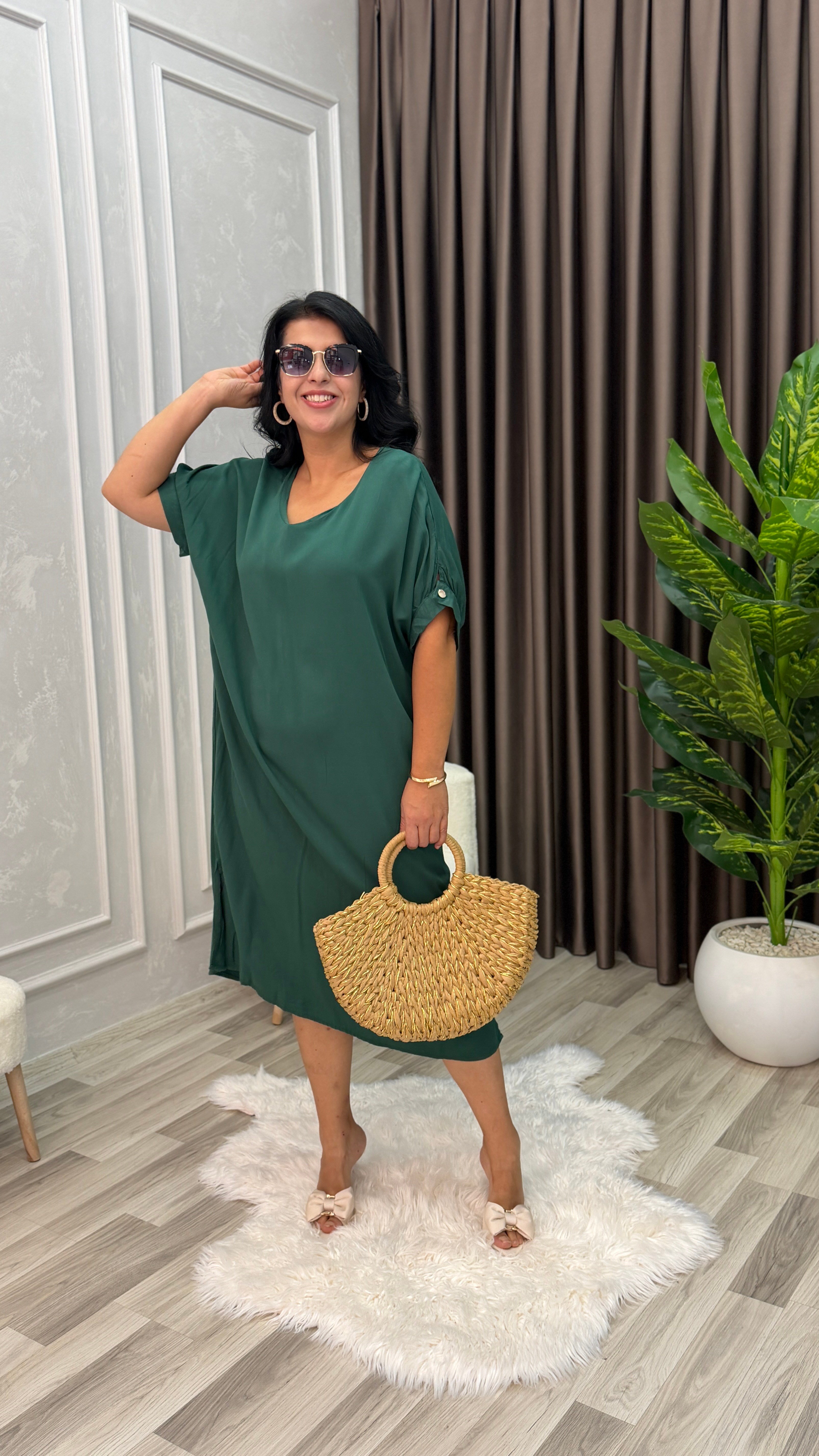 GÜLCE COMFORT ELBİSE YEŞİL