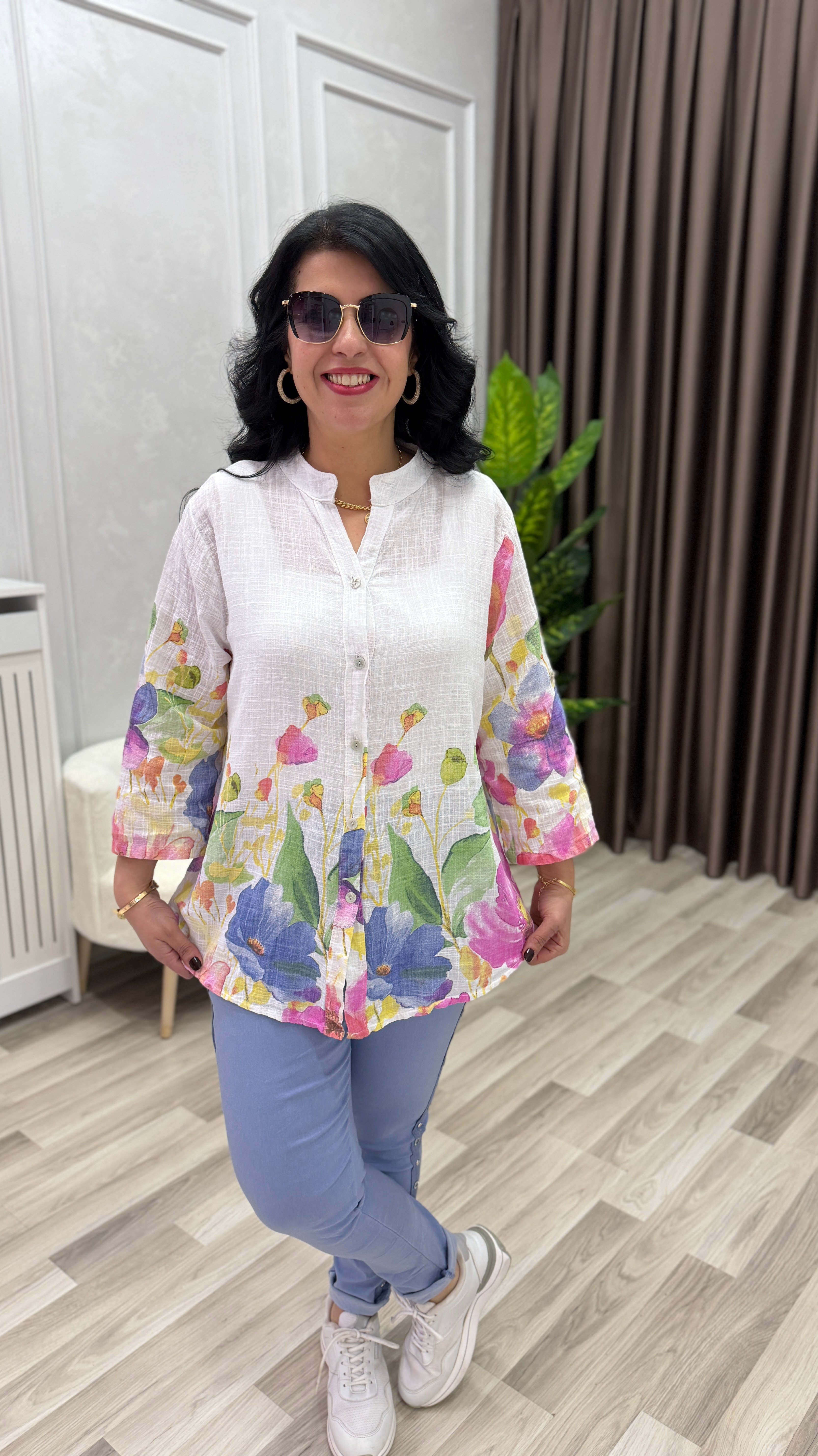 İTALYAN MODEL DESENLİ GÖMLEK BEYAZ 