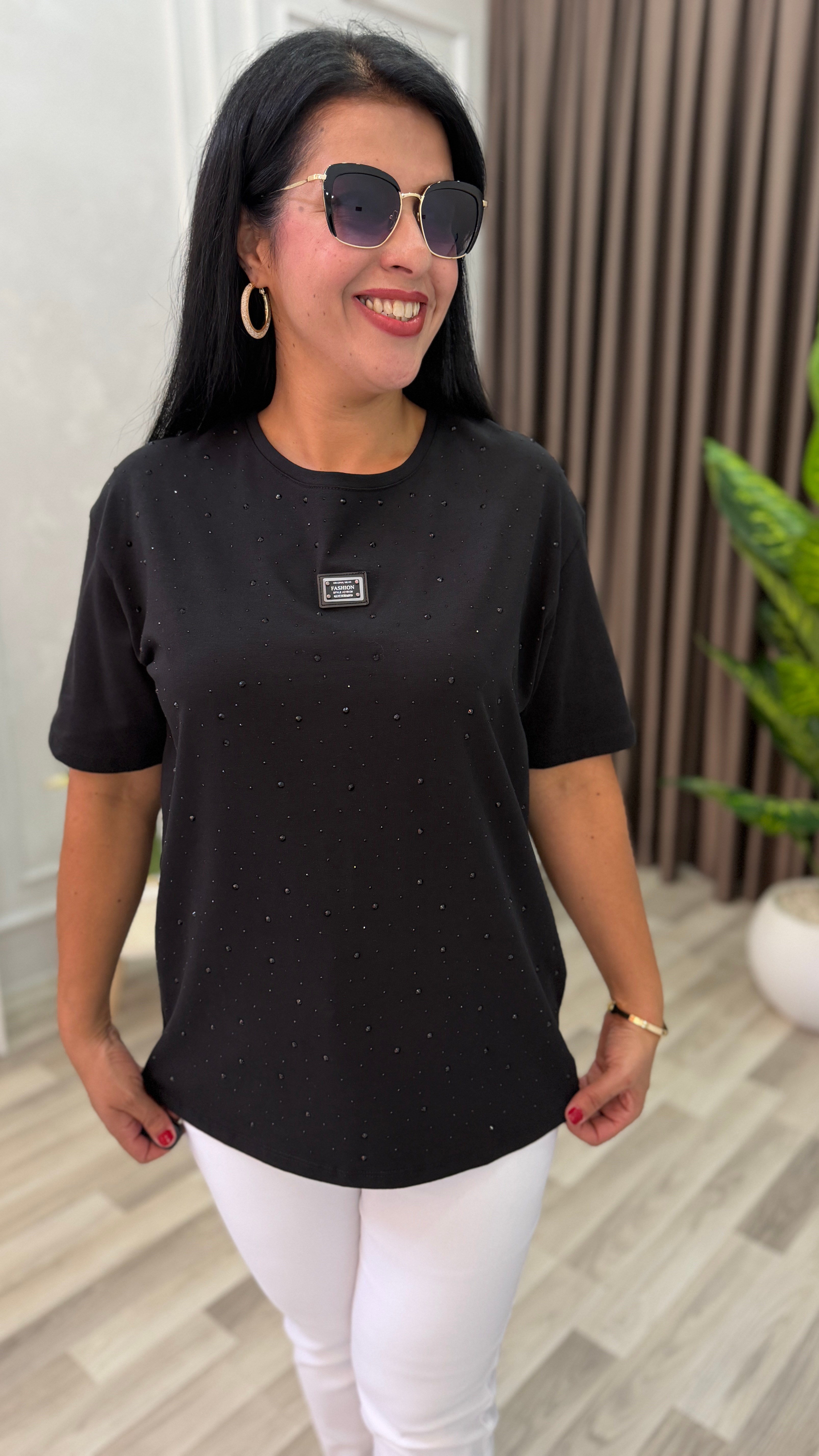 LINA SHINE TSHIRT / BLUZ SİYAH