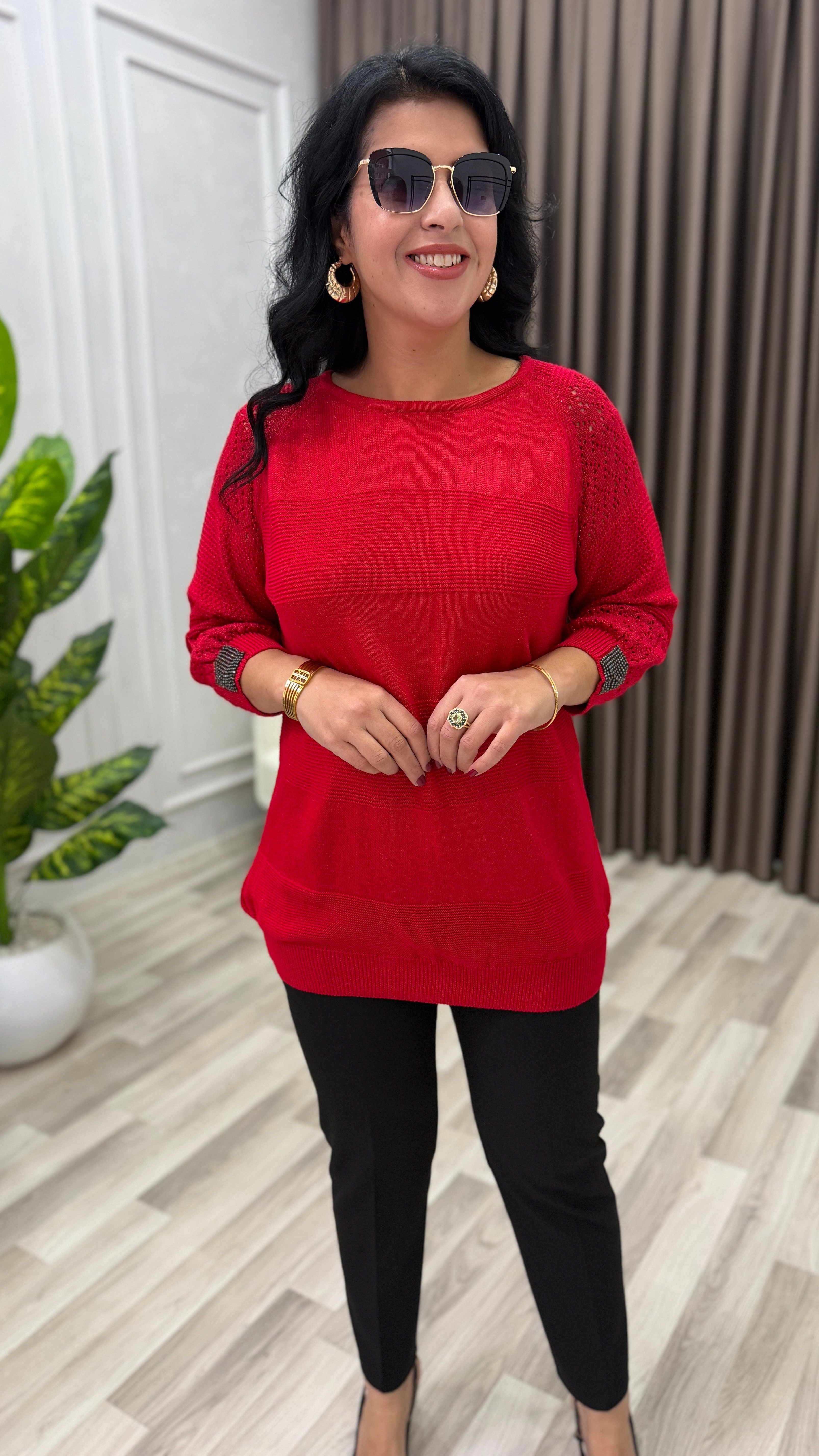 LUNA ELİT TRİKO BLUZ KIRMIZI
