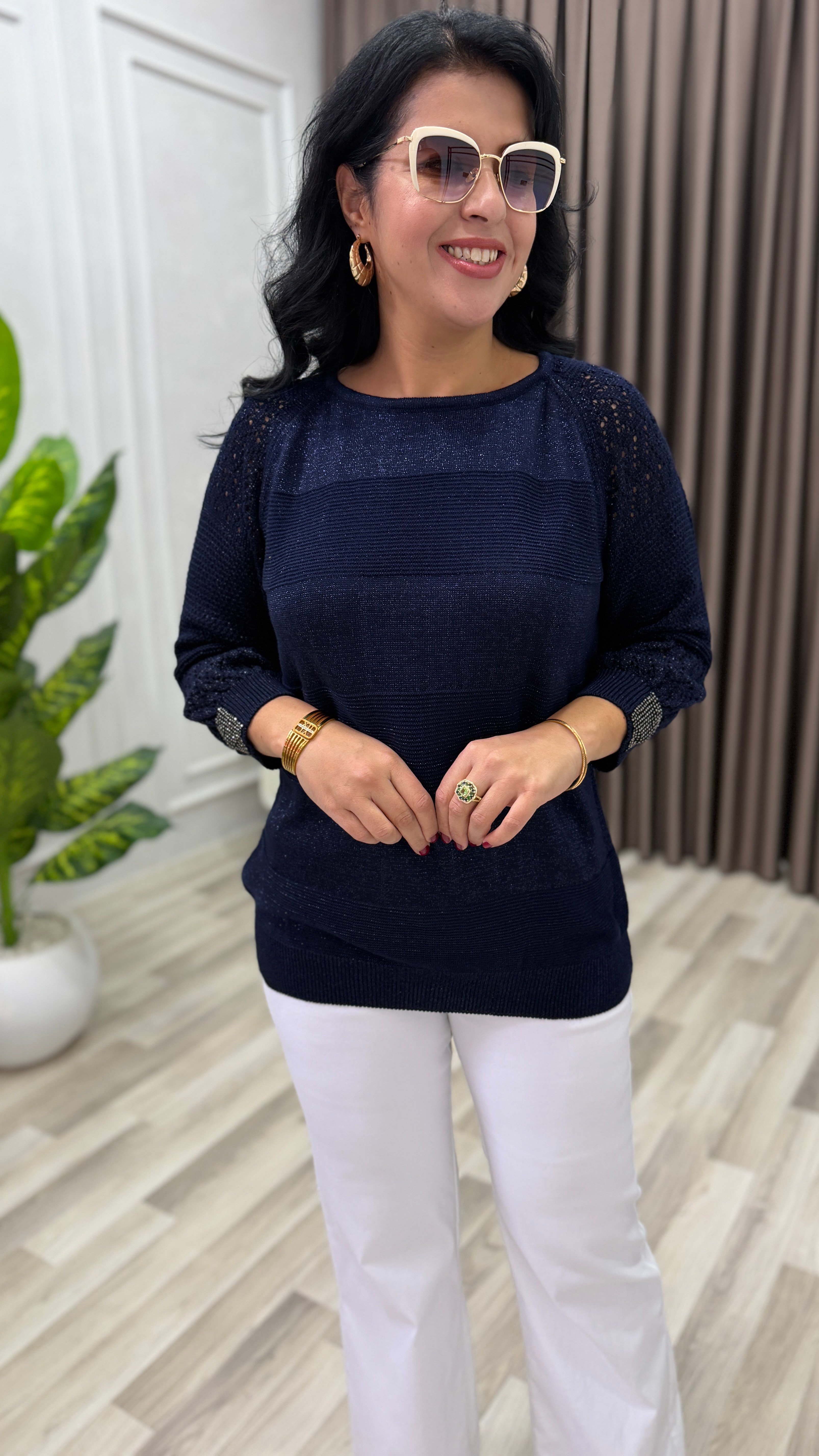 LUNA ELİT TRİKO BLUZ LACİVERT